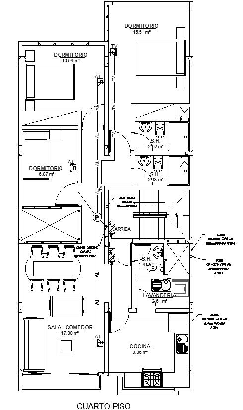 Detailed Light Fitting Plan on Fourth Floor, DWG Format