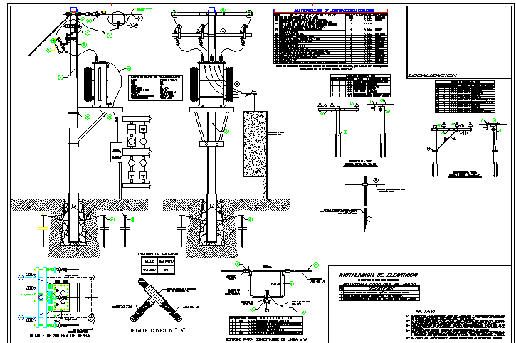 Lighting pole mounted electrical transformer details dwg file