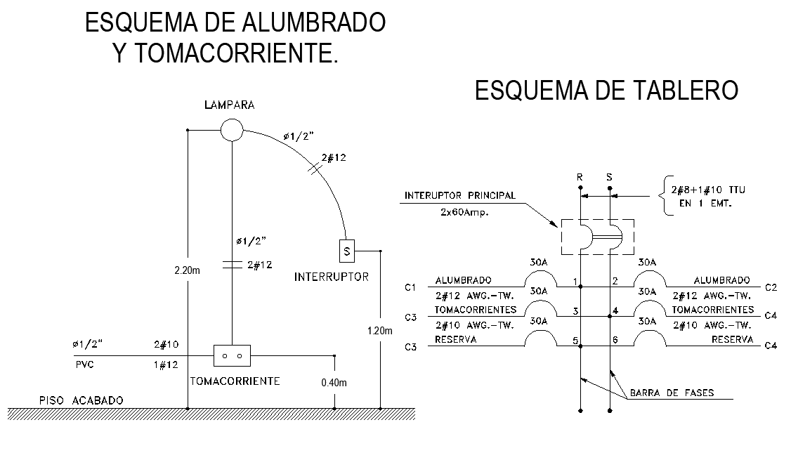 Lighting scheme and outlet detail dwg file