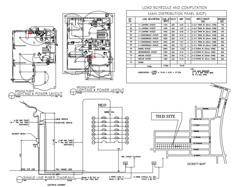 Lighting and power layout of duplex house plan were given in the autocad 2D DWG drawing file. Download the Autocad DWG file.