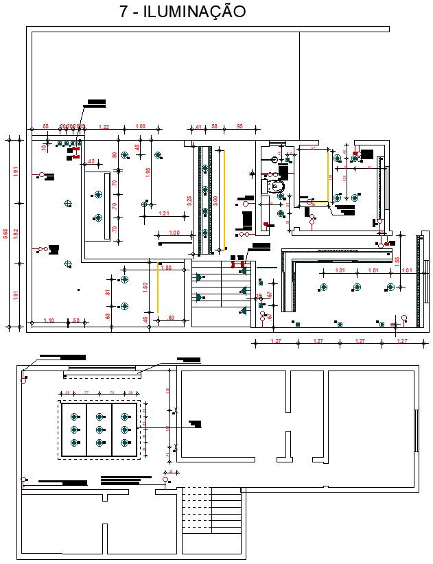 Lighting plan layout with dimensions.