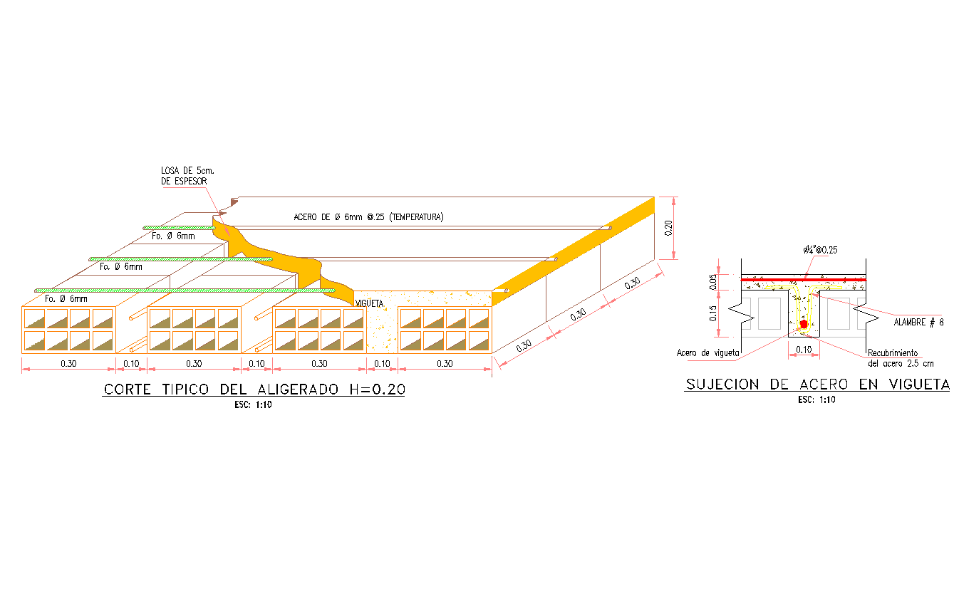Lightweight slab detail autocad dwg drawing