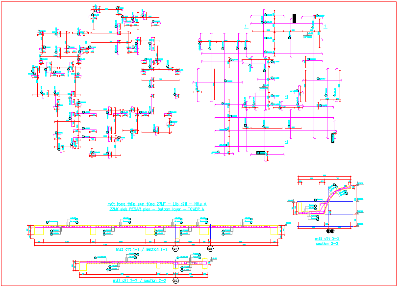 Line diagram for beam and column for tower