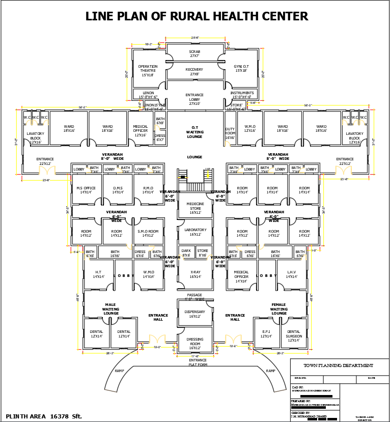 Detail rural health center architecture plan in AutoCAD File