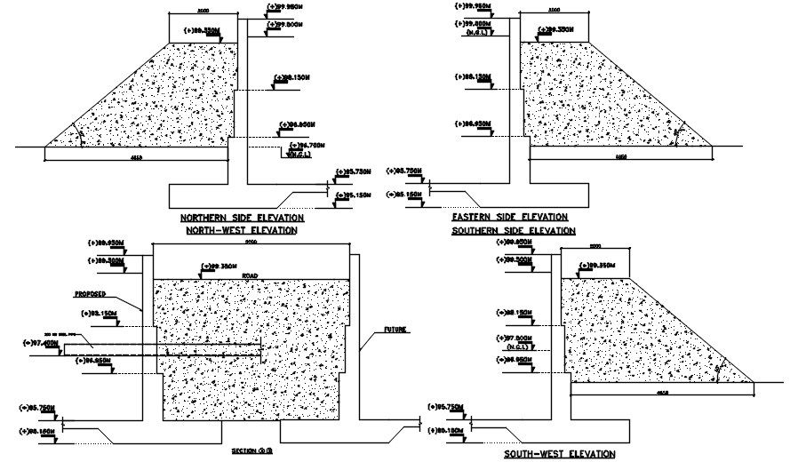 Lined and Unlined Channel Section Drawing DWG File