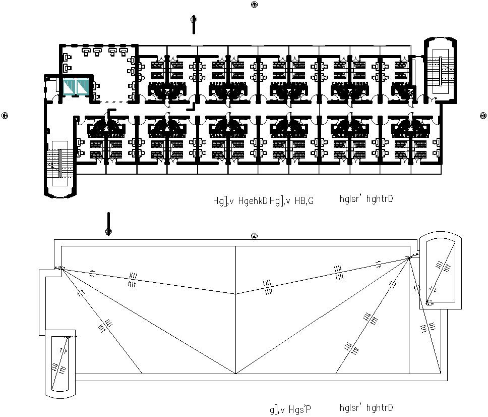 Line plan of ground floor of commercial building in detail AutoCAD drawing