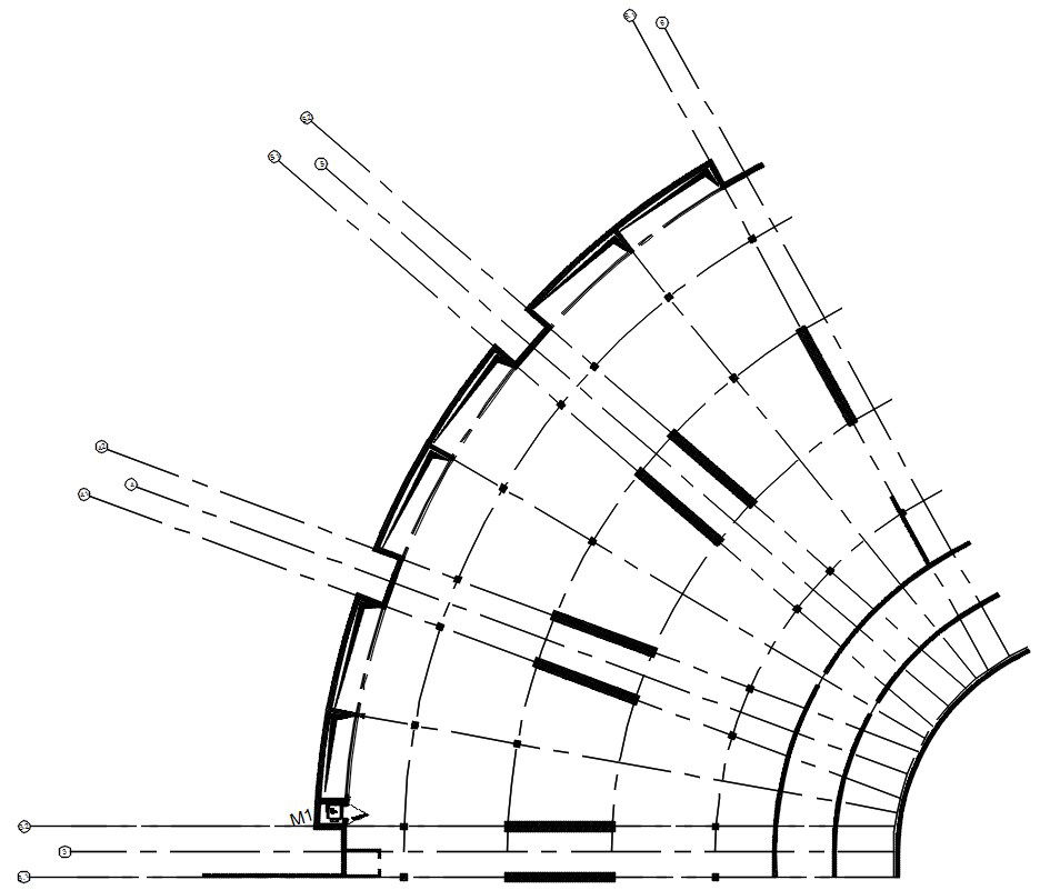 Line plan of the stadium design in AutoCAD 2D drawing, CAD file, dwg file