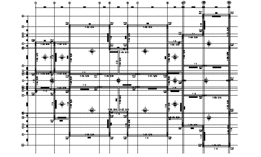Lining shape details of multistoried building in AutoCAD, dwg file.