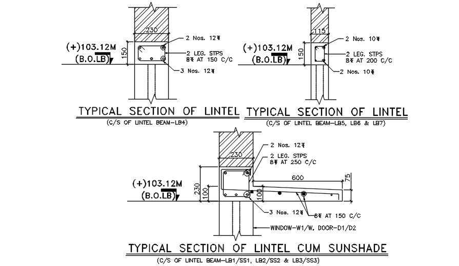 Lintel detail drawing.Download cad DWG free file | CADBULL