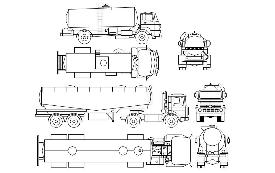 Liquid transport vehicle cad blocks in AutoCAD, dwg file.