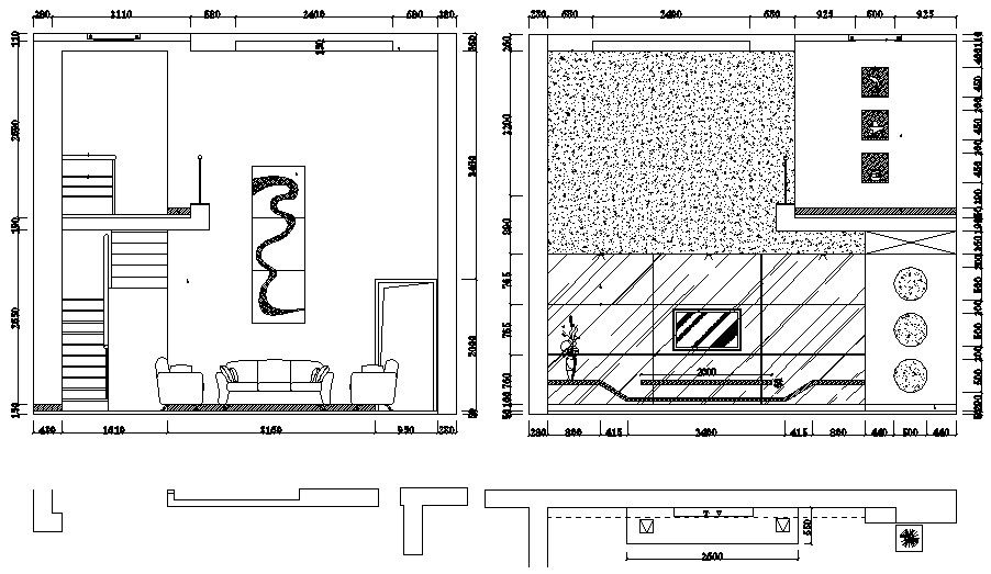 Living Room Elevation Drawing