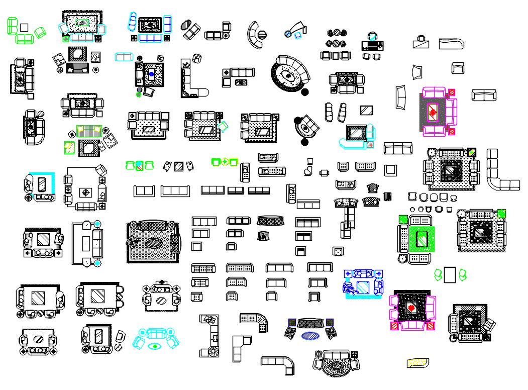 Living Room Furniture Set AutoCAD File