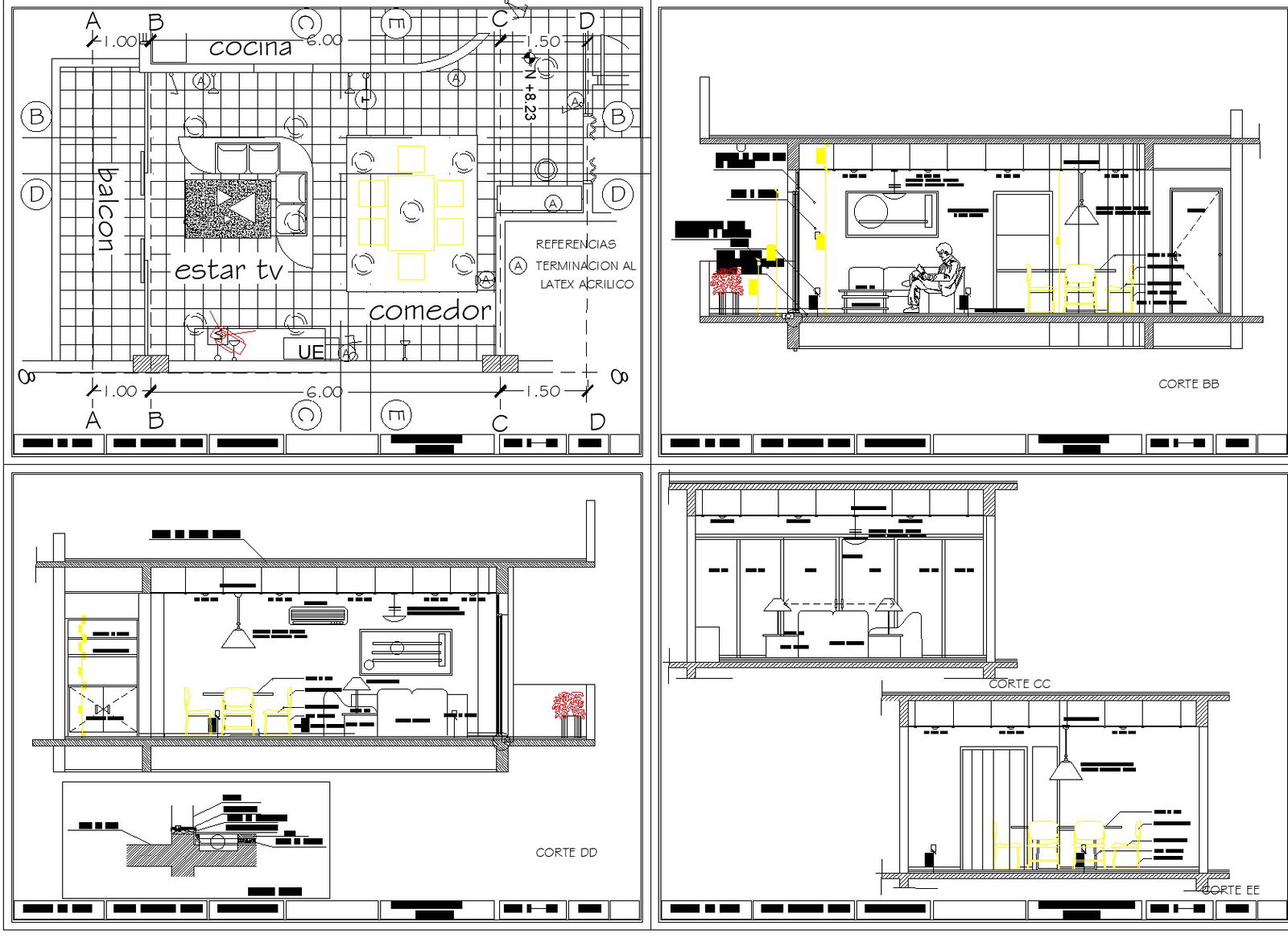 Living place plan and section layout file