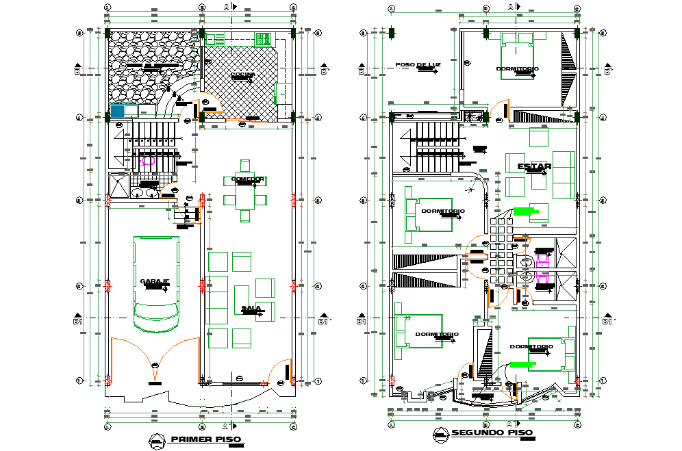 Living place planning detail dwg file