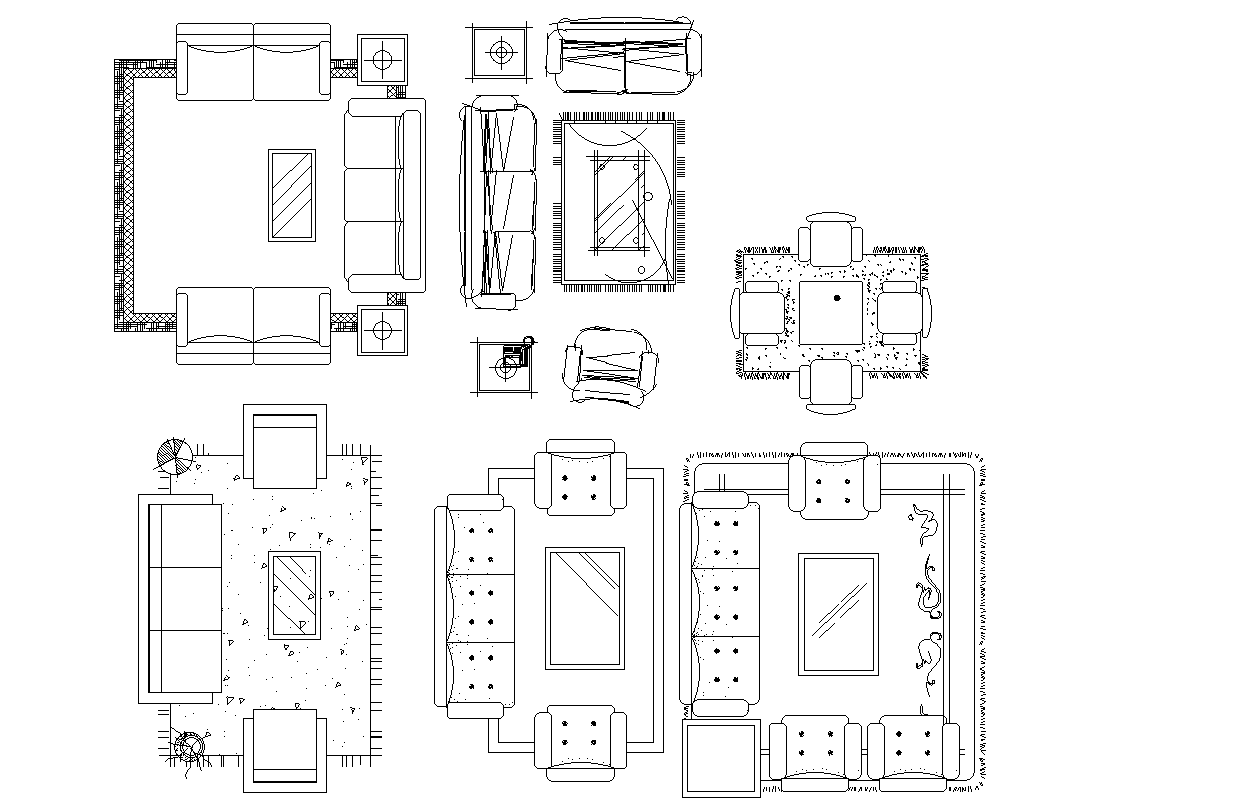 Living room furniture plan detail dwg. 