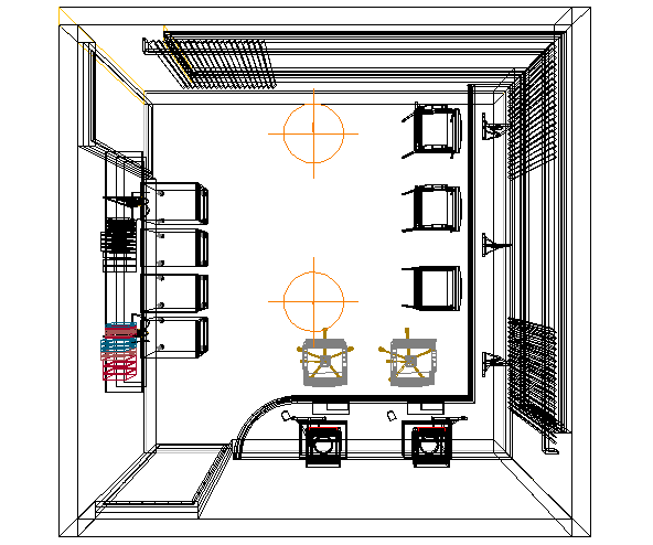 Living room in detail dwg file