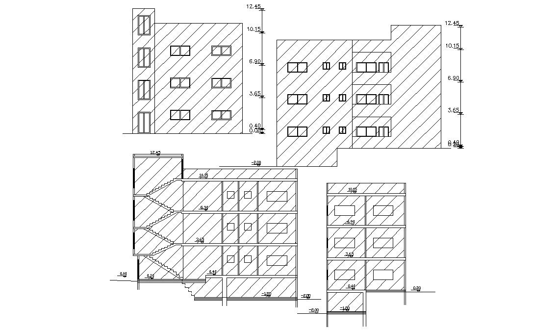 Living Apartment Sectional Elevation Design CAD file