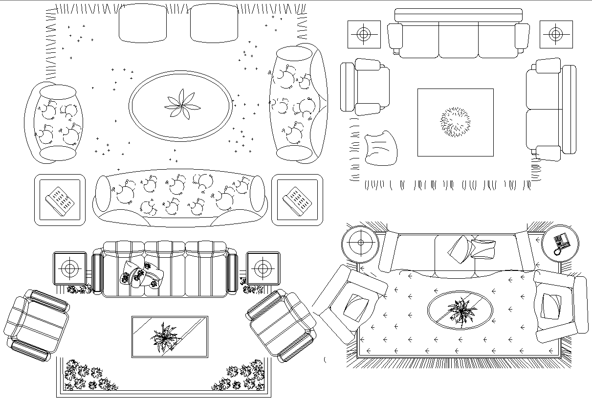 Living Room Furniture Layout Details AutoCAD DWG