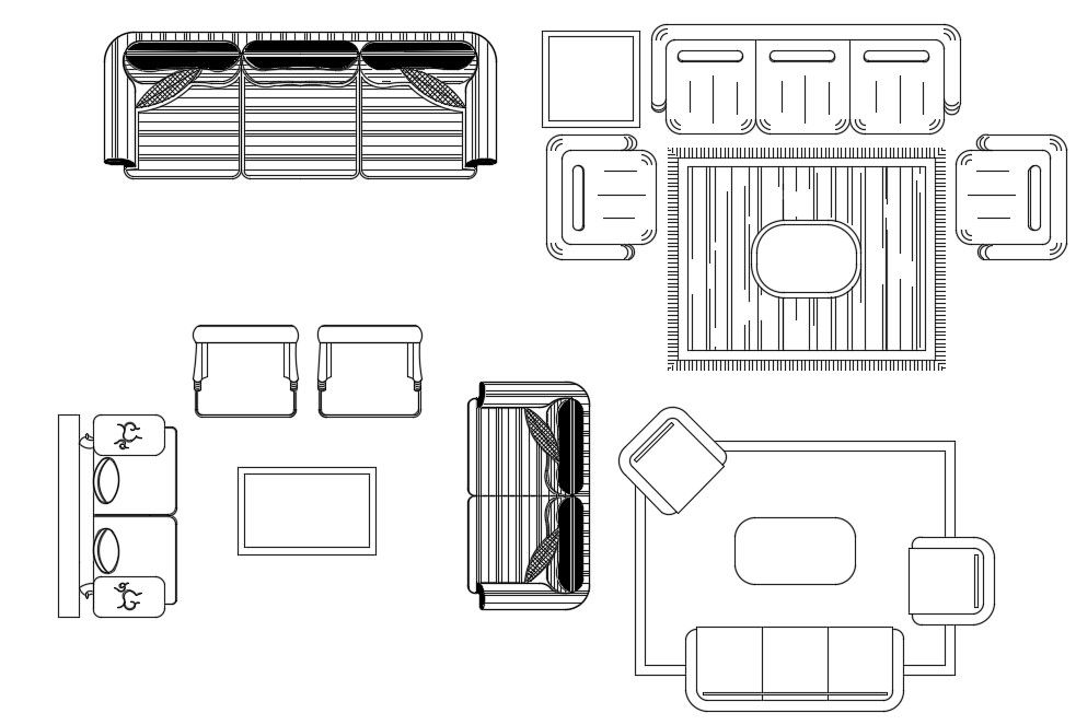 Living Room Furniture Plan CAD Drawing Free DWG File