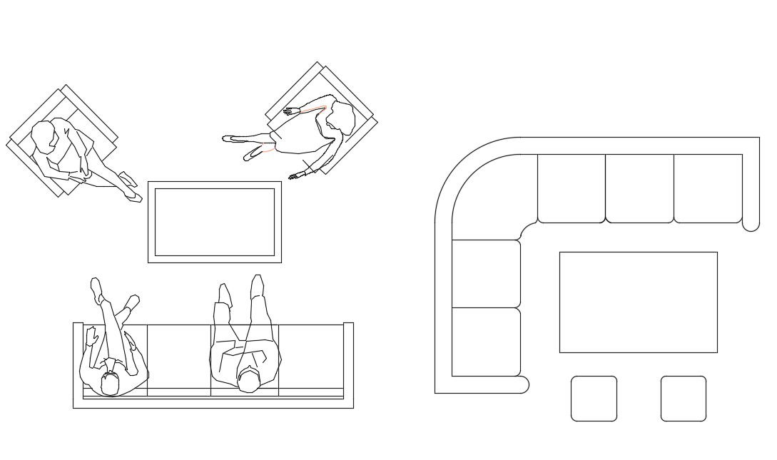 Living Room Furniture Set UP Free CAD Drawing