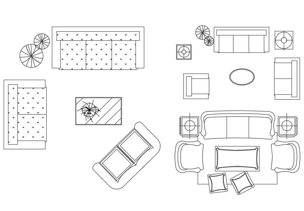 Living Room Furniture Sofa Set CAD Drawing DWG File