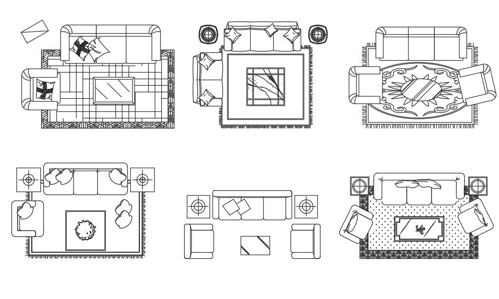 Living Room Sofa With Carpet Drawing AutoCAD File