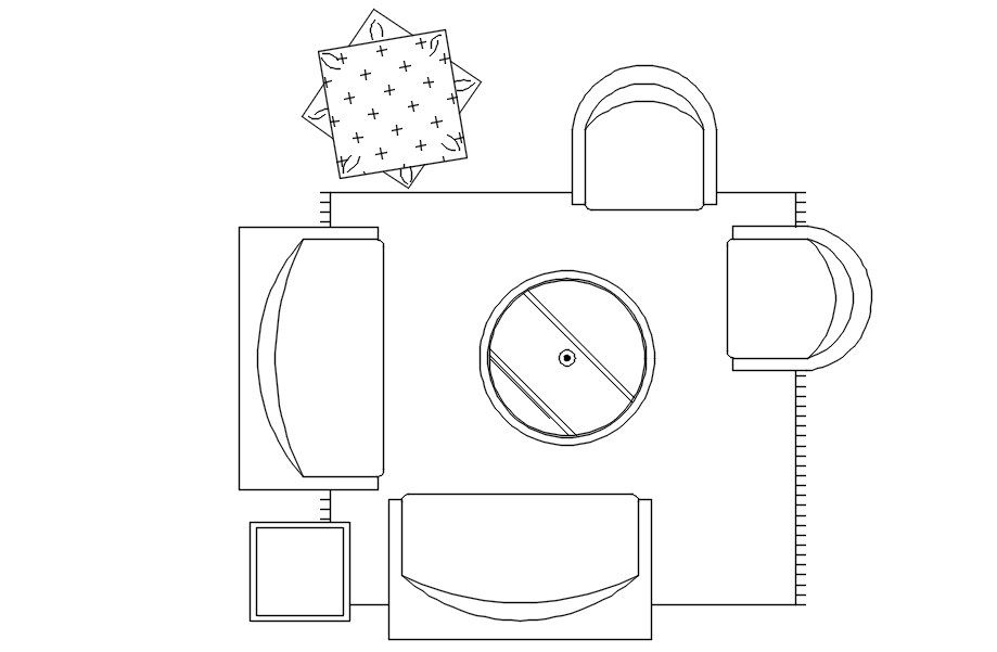 Living room CAD blocks in AutoCAD, dwg file, CAD file