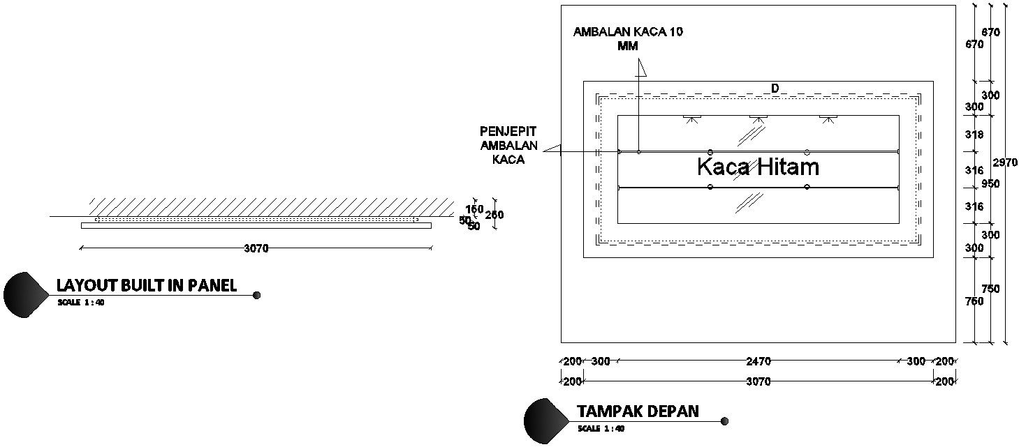 Living room Showcase detail inAutoCAD, dwg file.