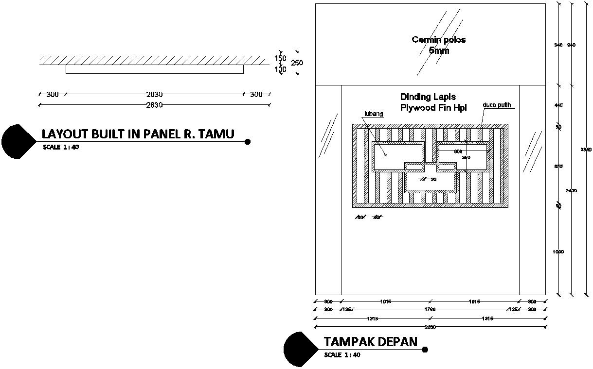Living room wall niche design details in AutoCAD, dwg file.