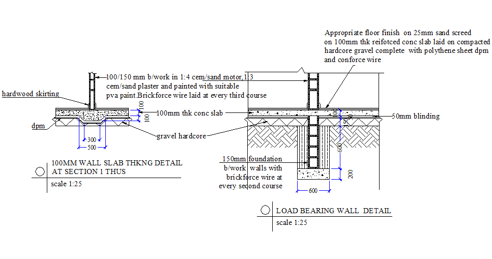 Load bearing wall detail autocad file