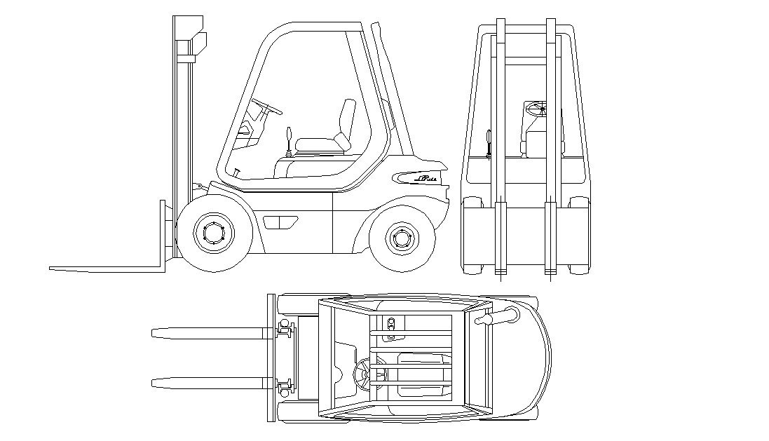 Loader Truck Isolated CAD Blocks Design