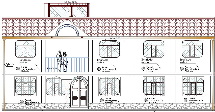Local Community Hall Architecture Layout and Elevation dwg file