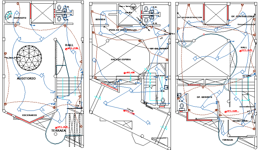 Local Education Institution Plan and Structure details dwg file