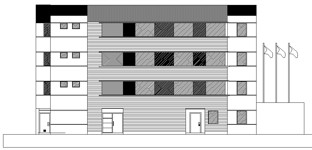 Local Office Architecture Design and Elevation dwg file