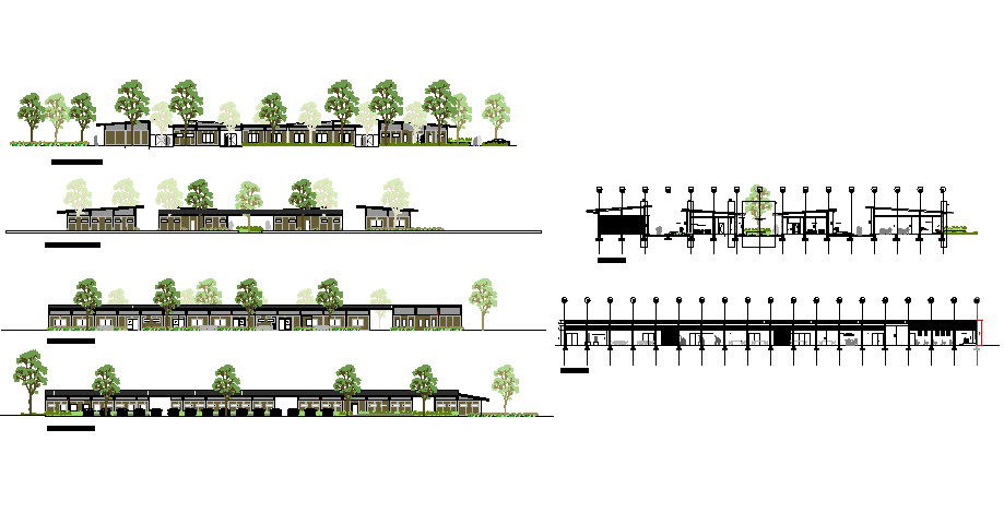 Local central park gate all sided elevation and sectional details dwg file