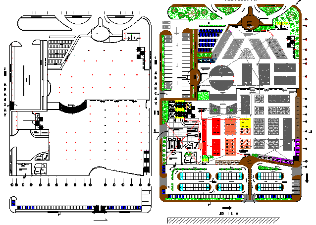 Local city market landscaping details with structure dwg file