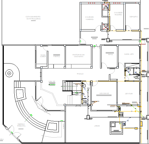 Local civil security office architecture layout plan dwg file