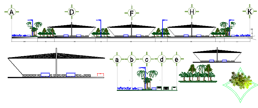 Local garden gate elevation of all sides details dwg file