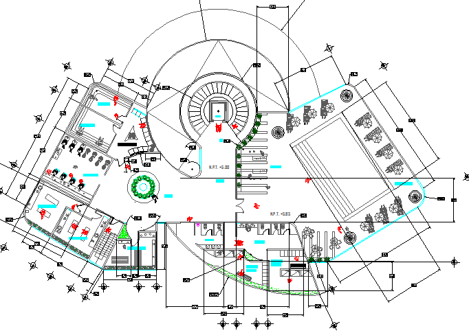 Local multi-flooring market layout structure details dwg file