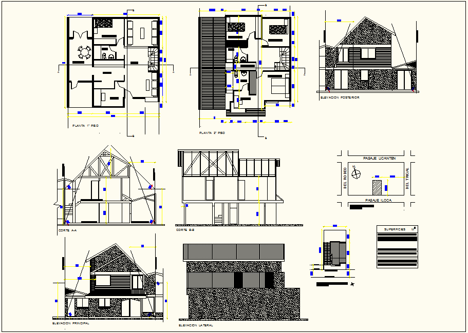 Location plan view with elevation,plan and section view dwg file
