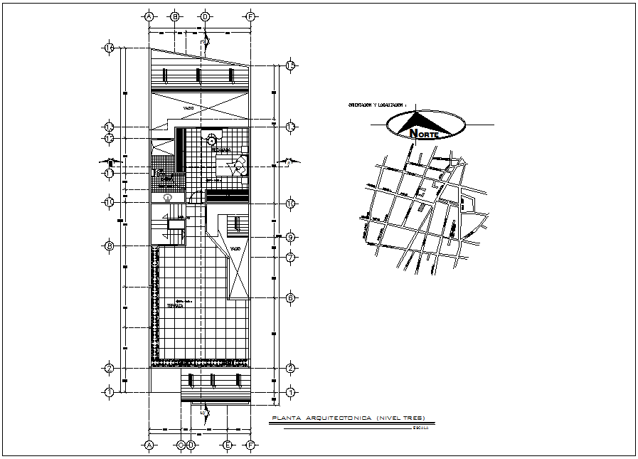 Location plan with third floor plan of residence area with architecture view dwg file