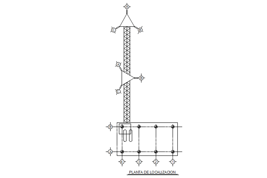 Location plan of tower in detail AutoCAD drawing, dwg file, CAD file