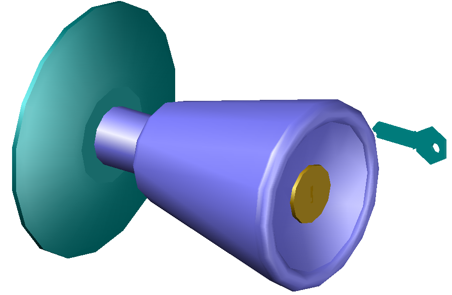 Lock design for door in 3d view