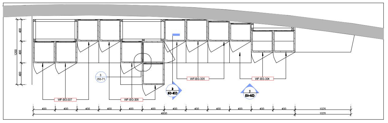 Locker room top plan presented in this Auto-CAD drawing file. Download this 2d Autocad drawing file.