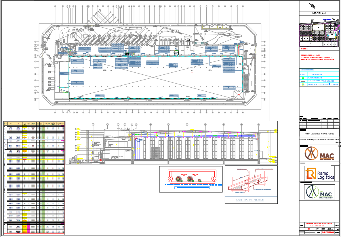 Logistic Warehouse Cable Routing Layout in CAD DWG File