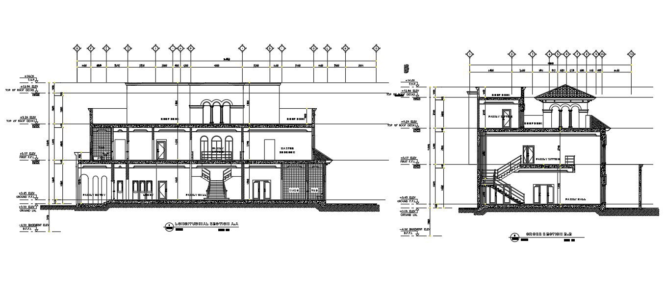 Longitudinal and cross-section and elevation design of the G+2 Residential Building are available in this AutoCAD DWG drawing file. Download Now.