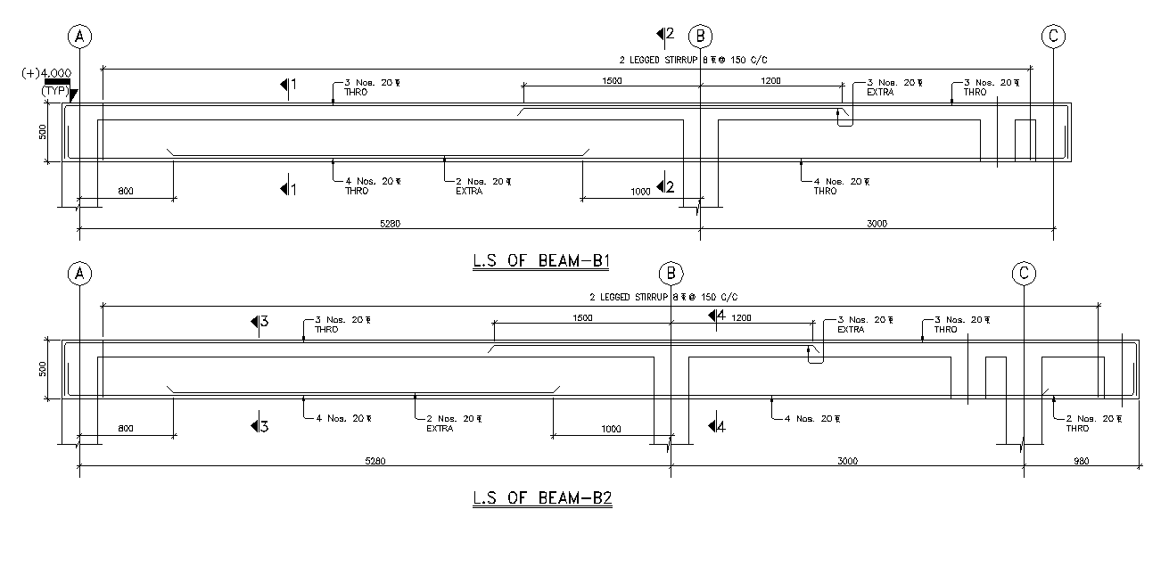Longitudinal sections of beam details are given in this 2D Autocad DWG drawing file. Download the Autocad 2D DWG drawing file.