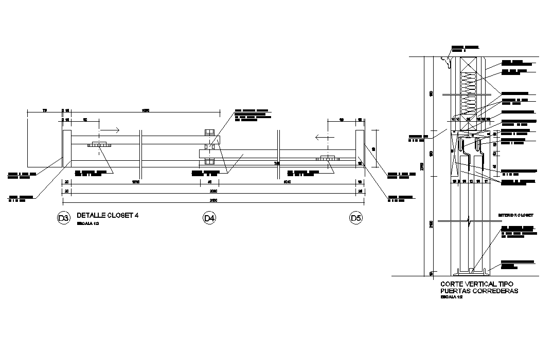 Longitudinal section view of 2100x600mm closet is given in this AutoCAD drawing model.Download now.