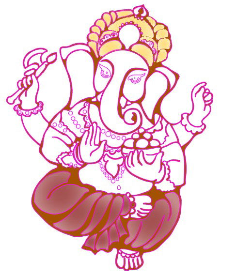 Lord Ganesha 2D DWG File with Complete CAD Layout and Line Details