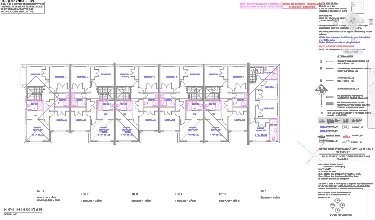 First Floor Layout of Row House Lots 1 to 6 AutoCAD Plan